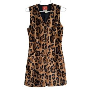 Jungle Kenzo Vintage Leopard Button Up Dress Size XS Made in France